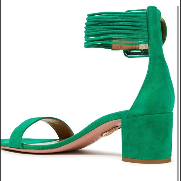 Authentic Aquazzura Suede 💯 goat skin Jasmine green sandals - Picture 12 of 13